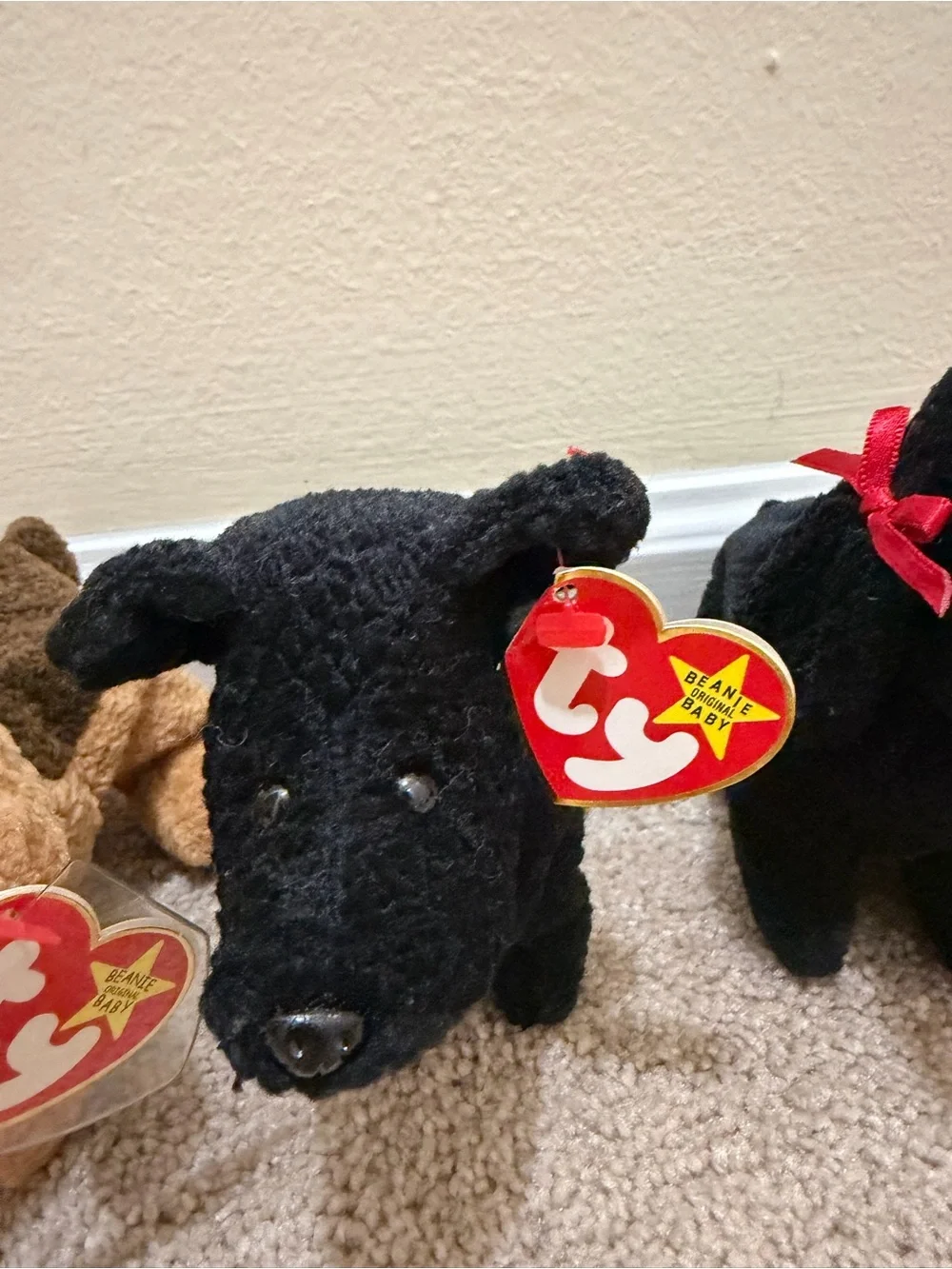 Vintage Ty Beanie Babies Dog Lot of 3 - Tuffy, Scottie, Gigi Black Poodle